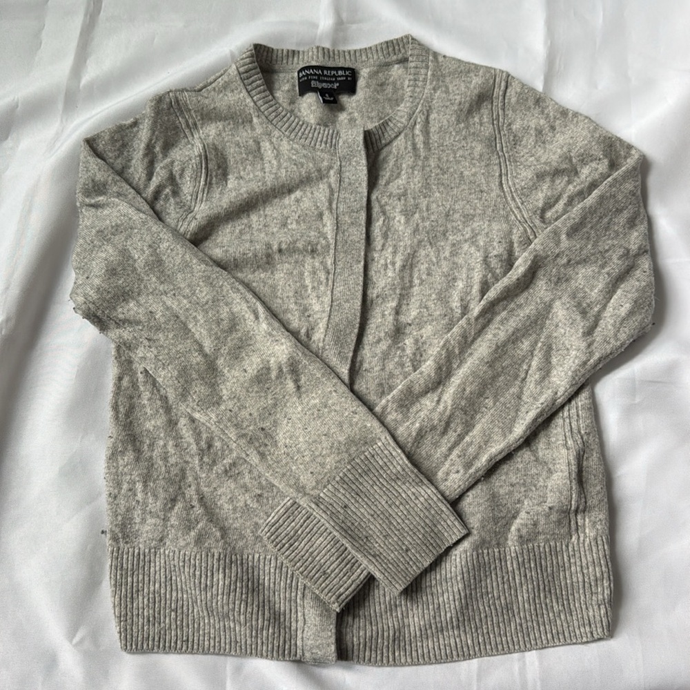 Banana Republic Gray Merino Blend Cardigan, Size Small